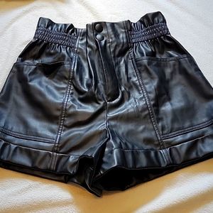 Black faux leather zara high waisted shorts